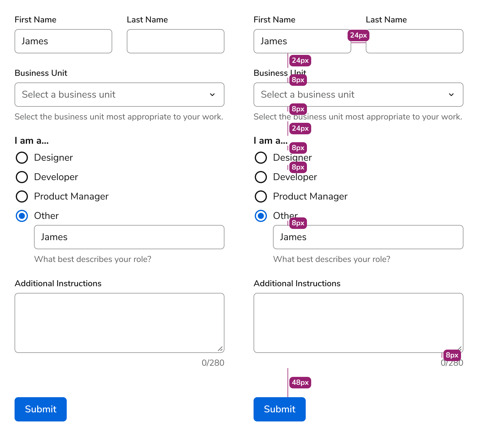 Visualization of form
spacing