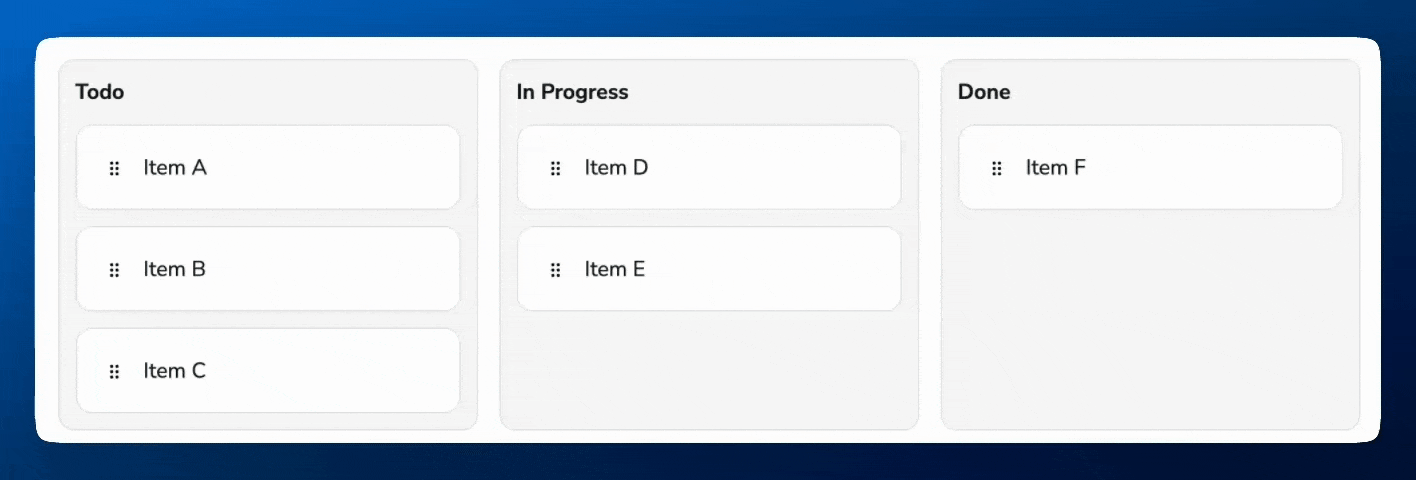 Animation of Dnd Sort in action