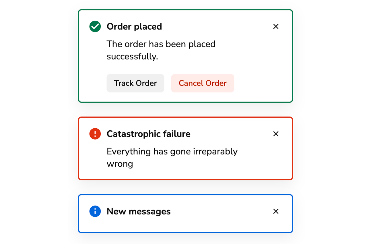 Toast content area
examples