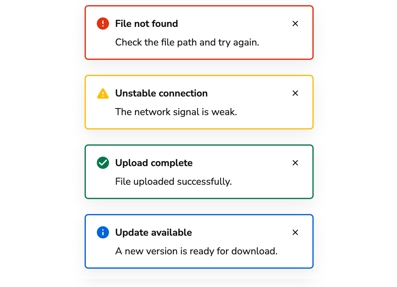 Toast status
examples
