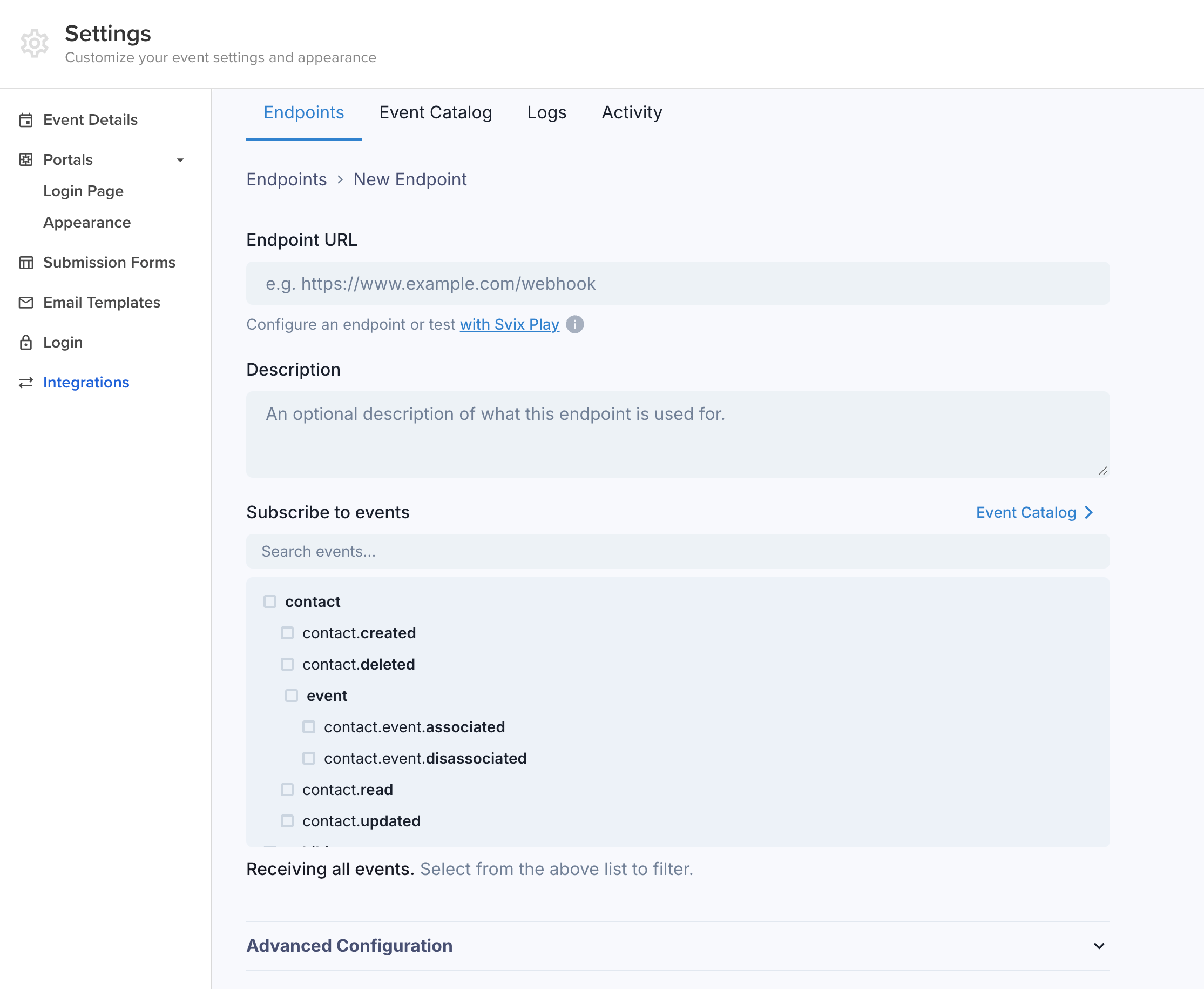 Adding a webhook endpoint