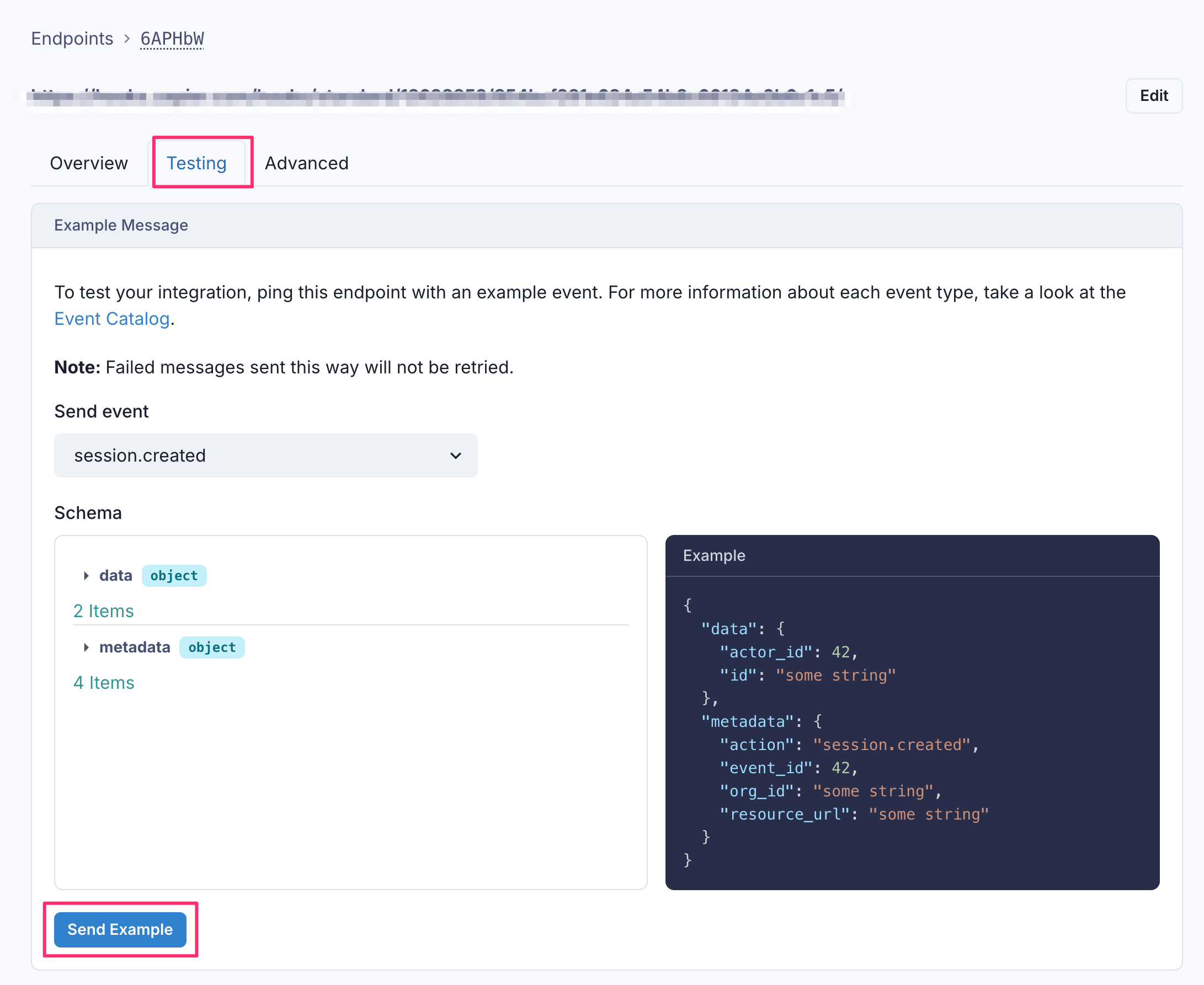 Testing a webhook endpoint