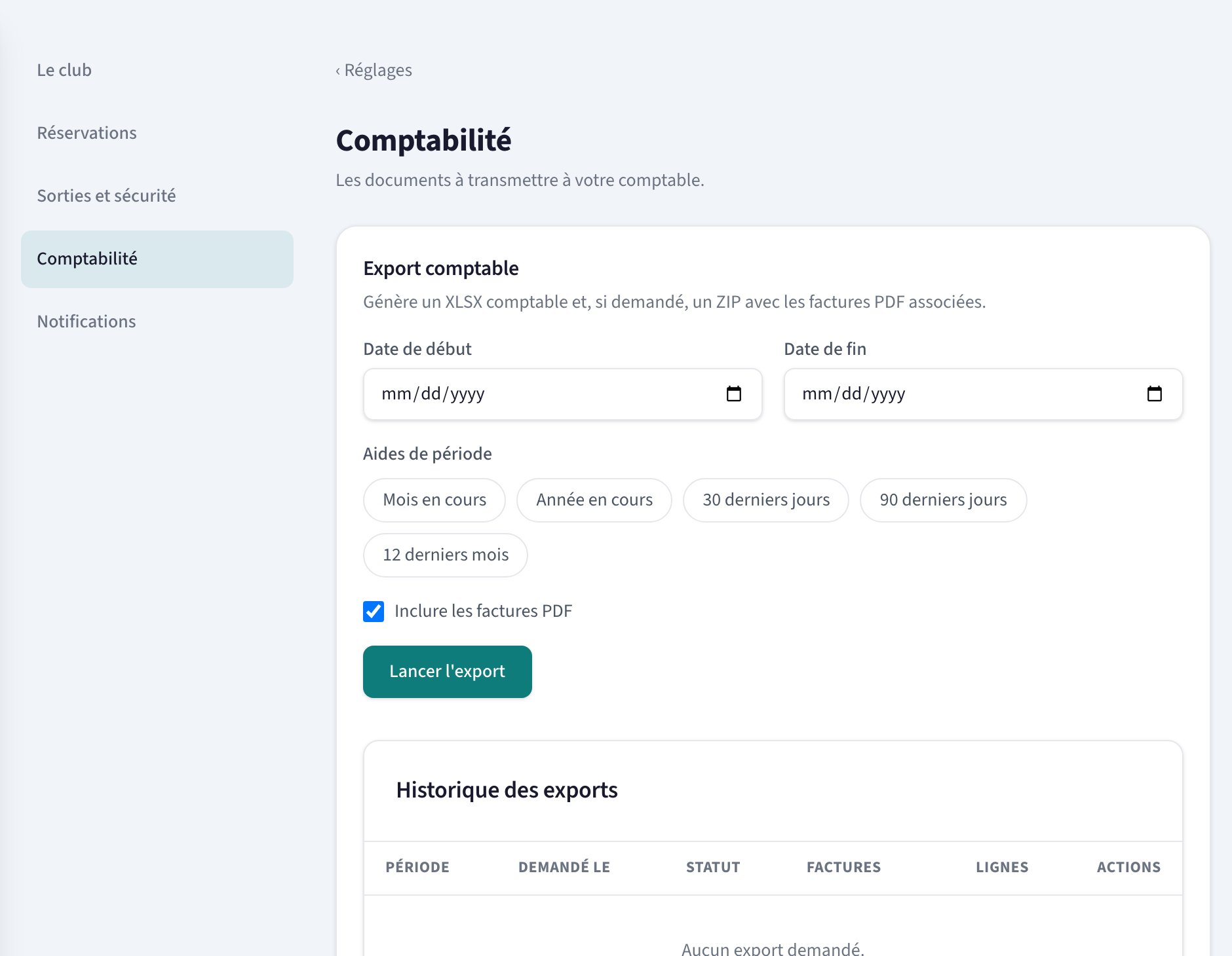 Groupe Comptabilité : export comptable et export e-reporting
