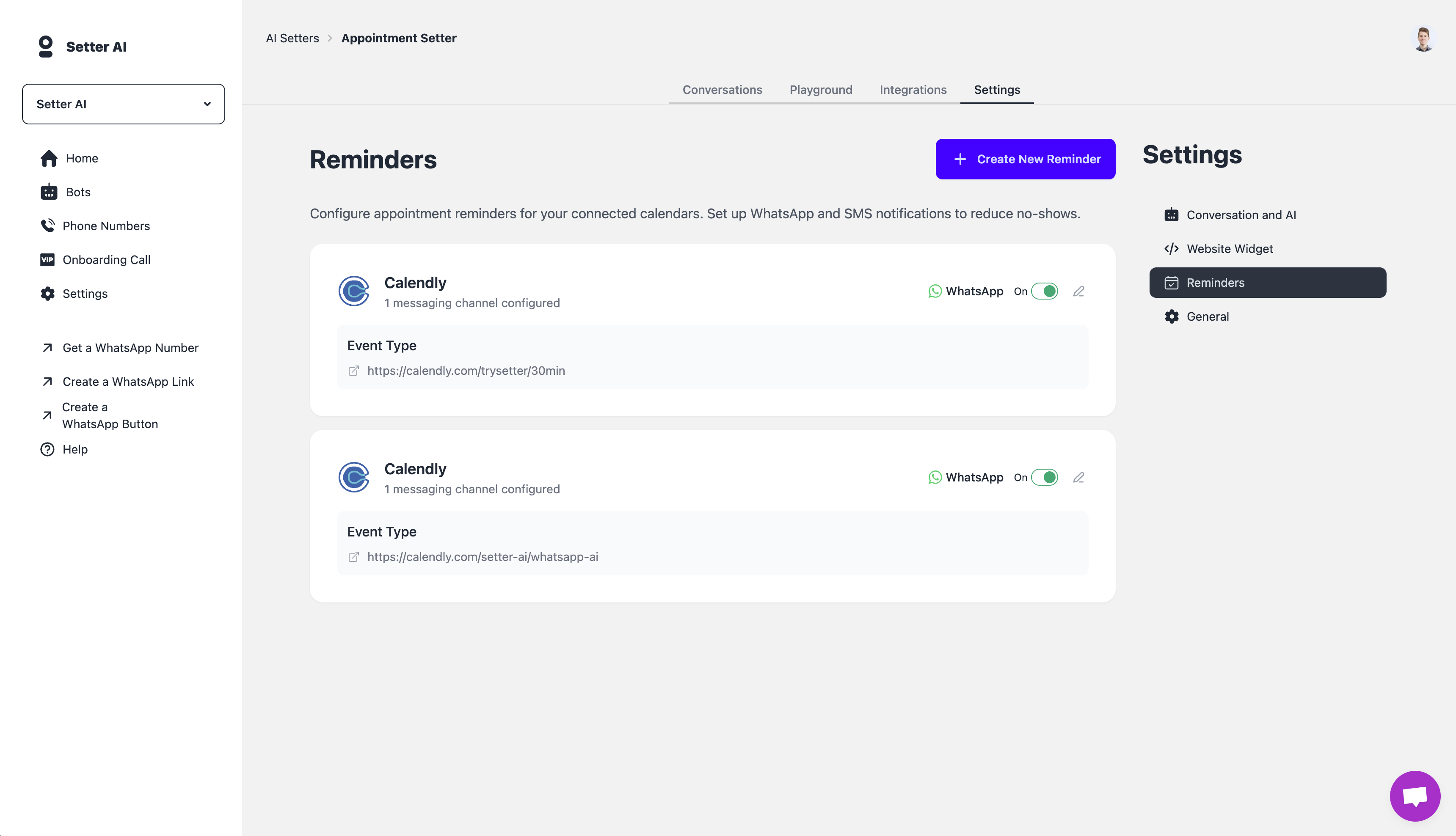 Meeting Reminders Dashboard