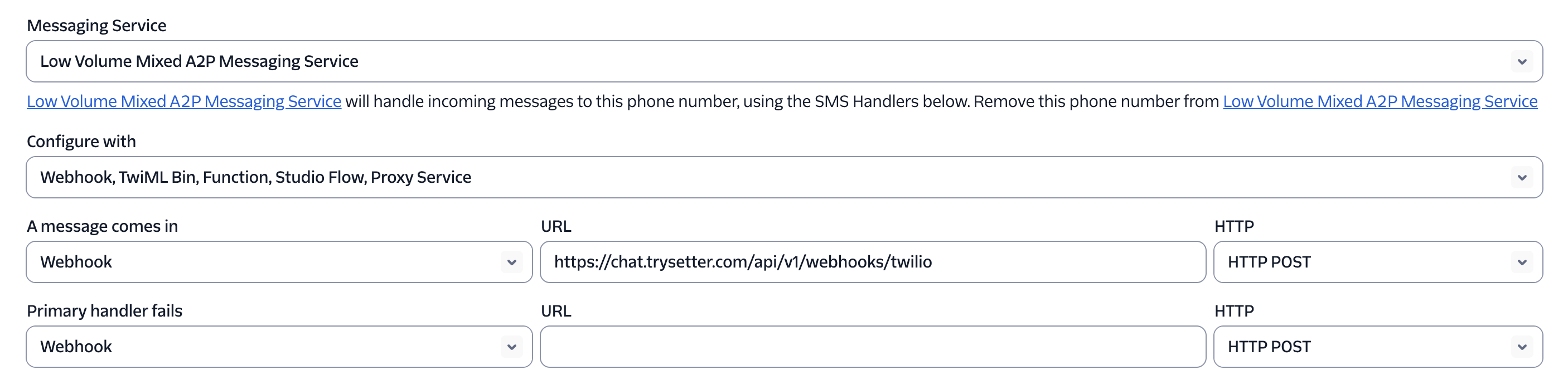 Messaging Configuration in Twilio