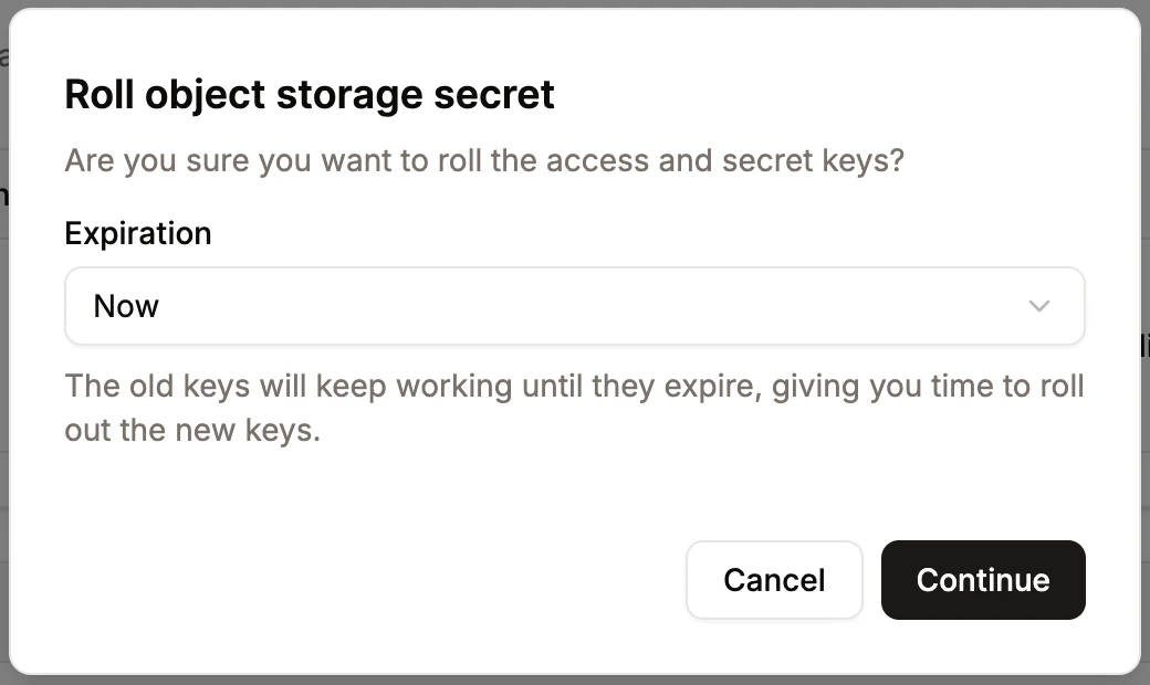 Roll your object storage secret in Sevalla
