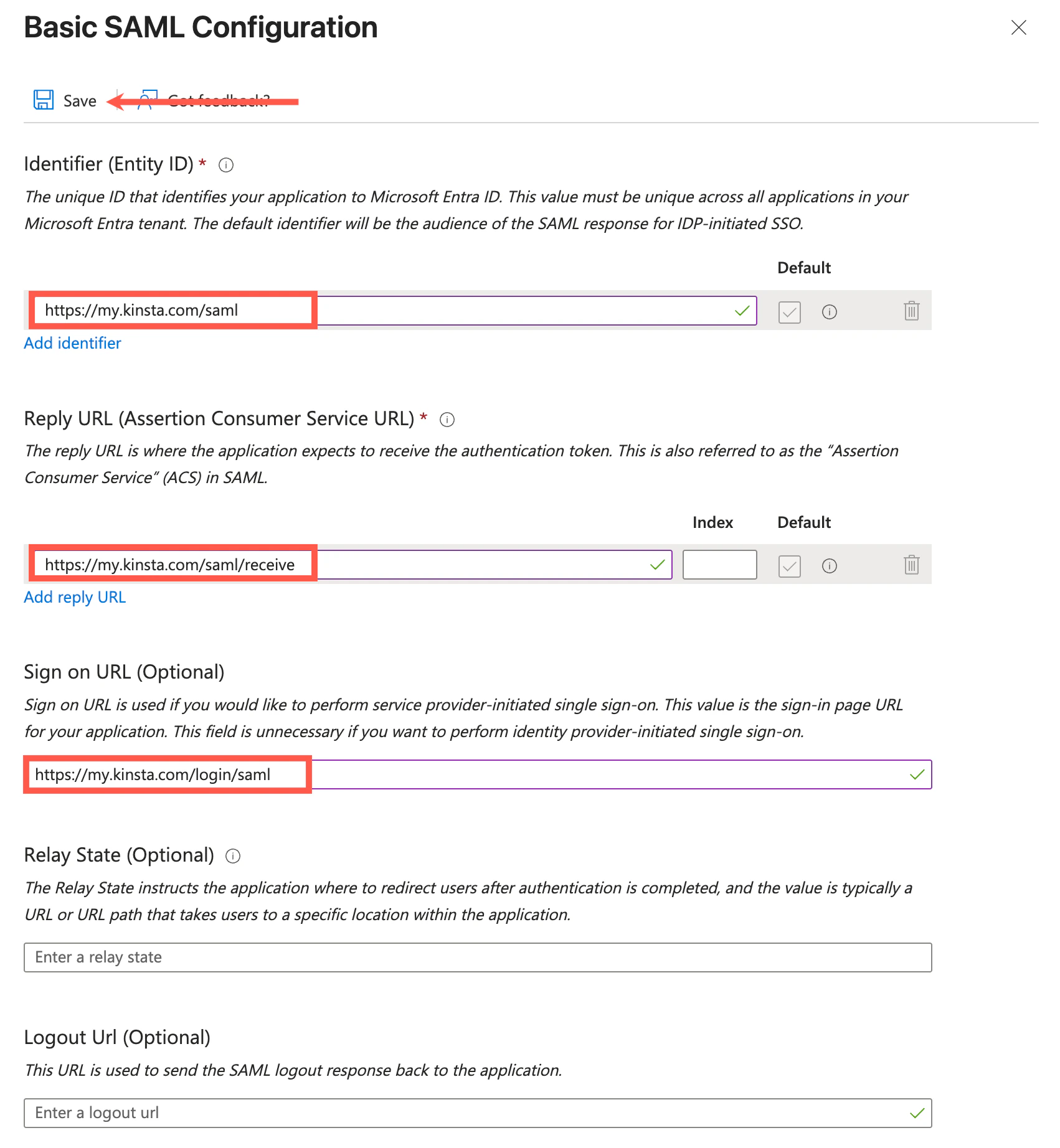 Entra Sso App Configure