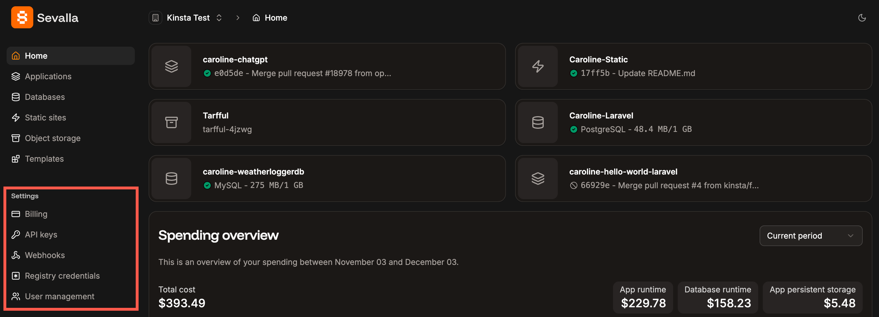 Access your company settings in Sevalla