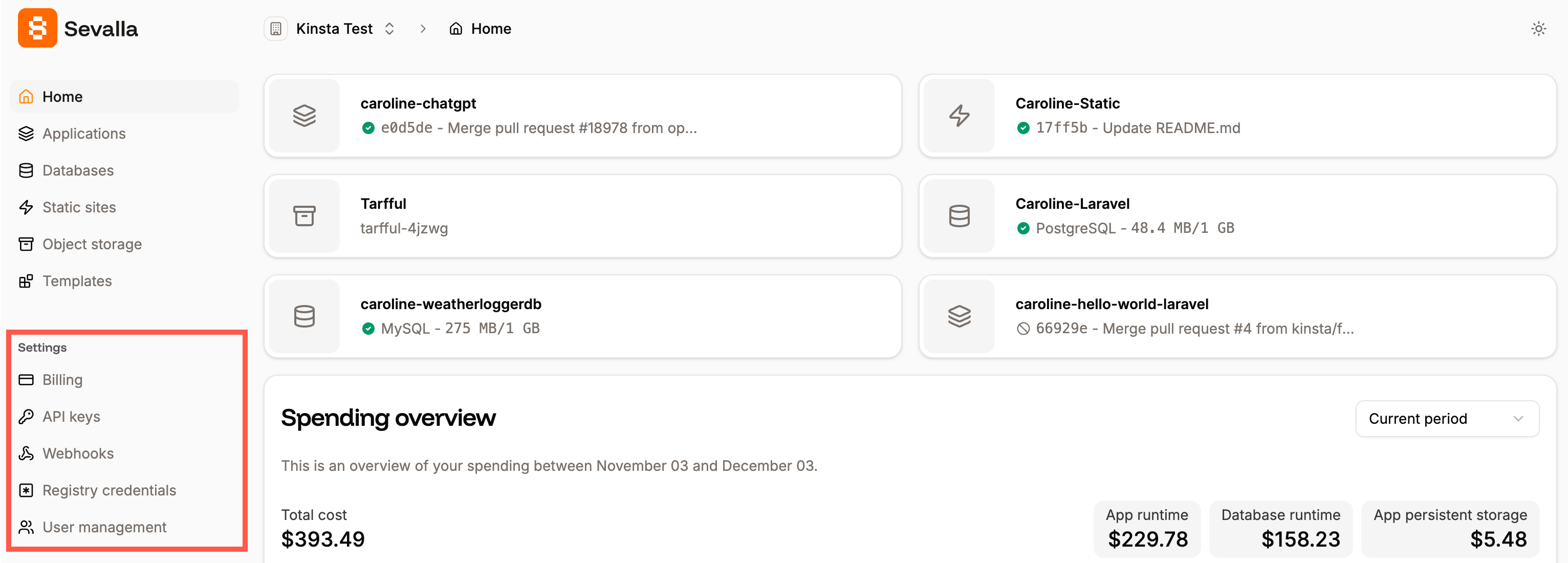 Access your company settings in Sevalla