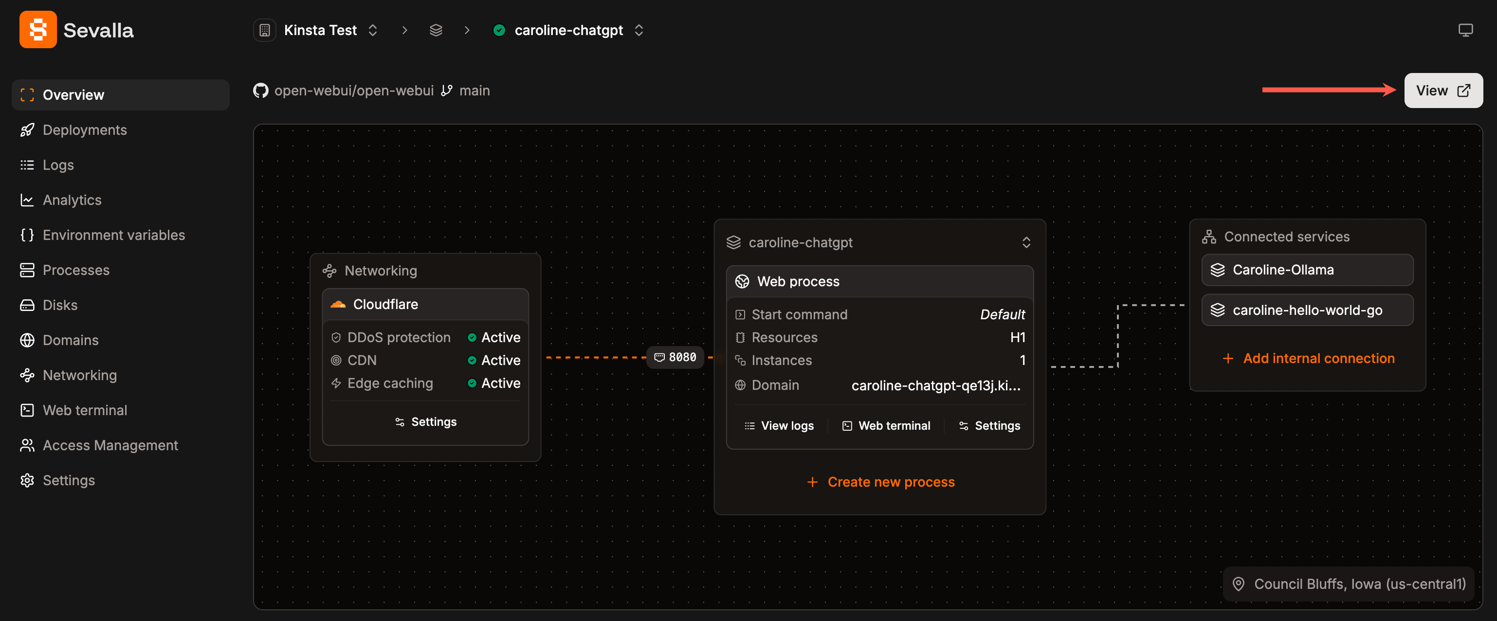 Open your application from the Overview page