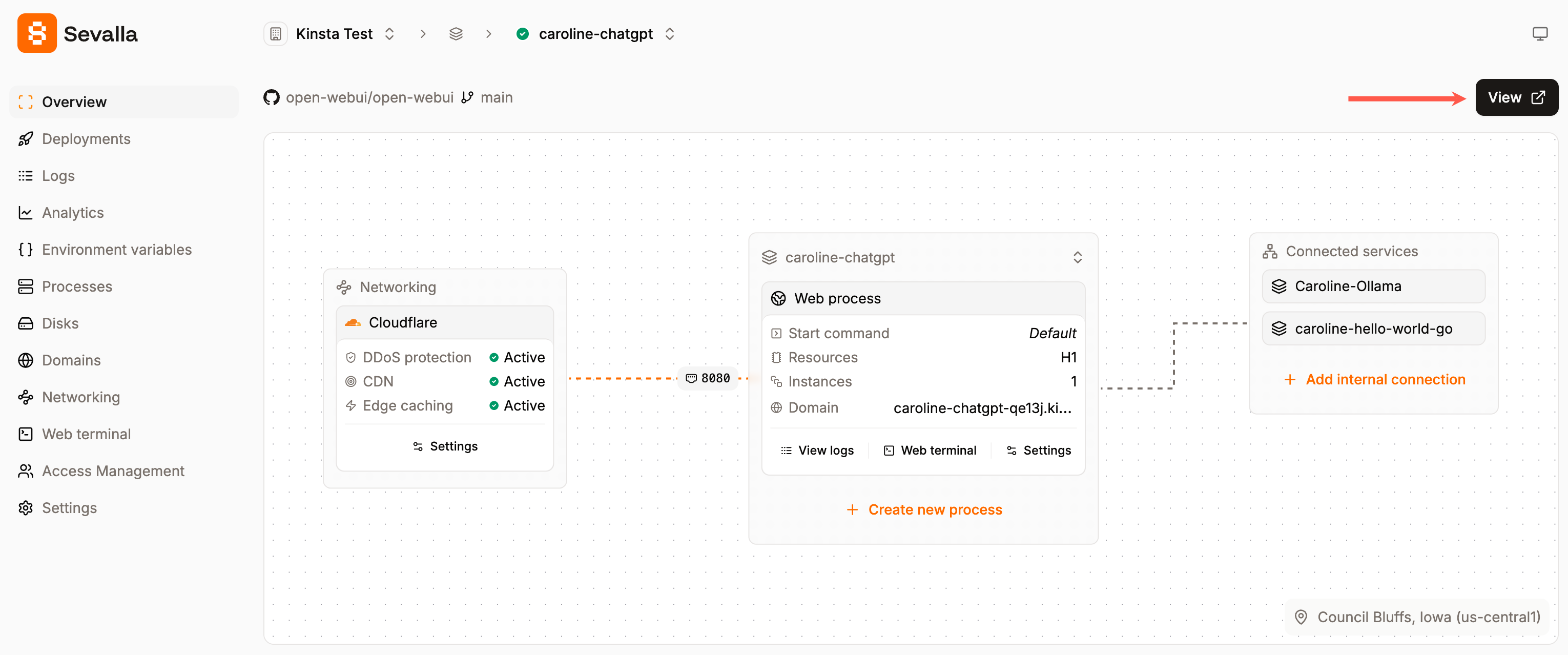 Open your application from the Overview page