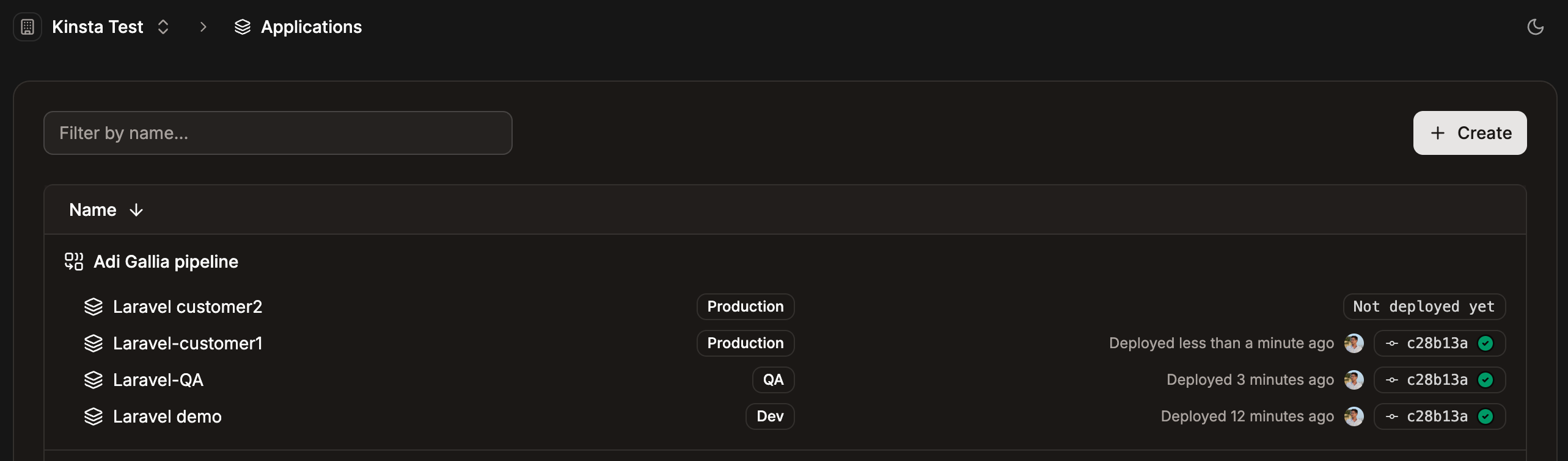 Applications pipeline