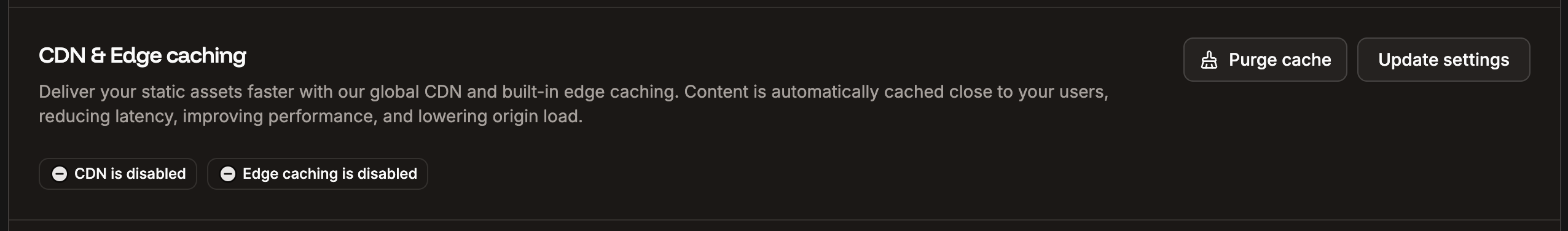Edit the CDN and edge caching settings for your application