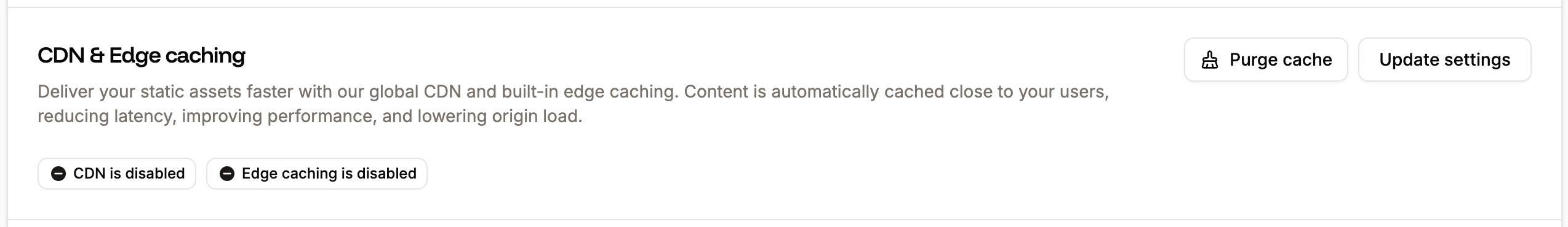 Edit the CDN and edge caching settings for your application