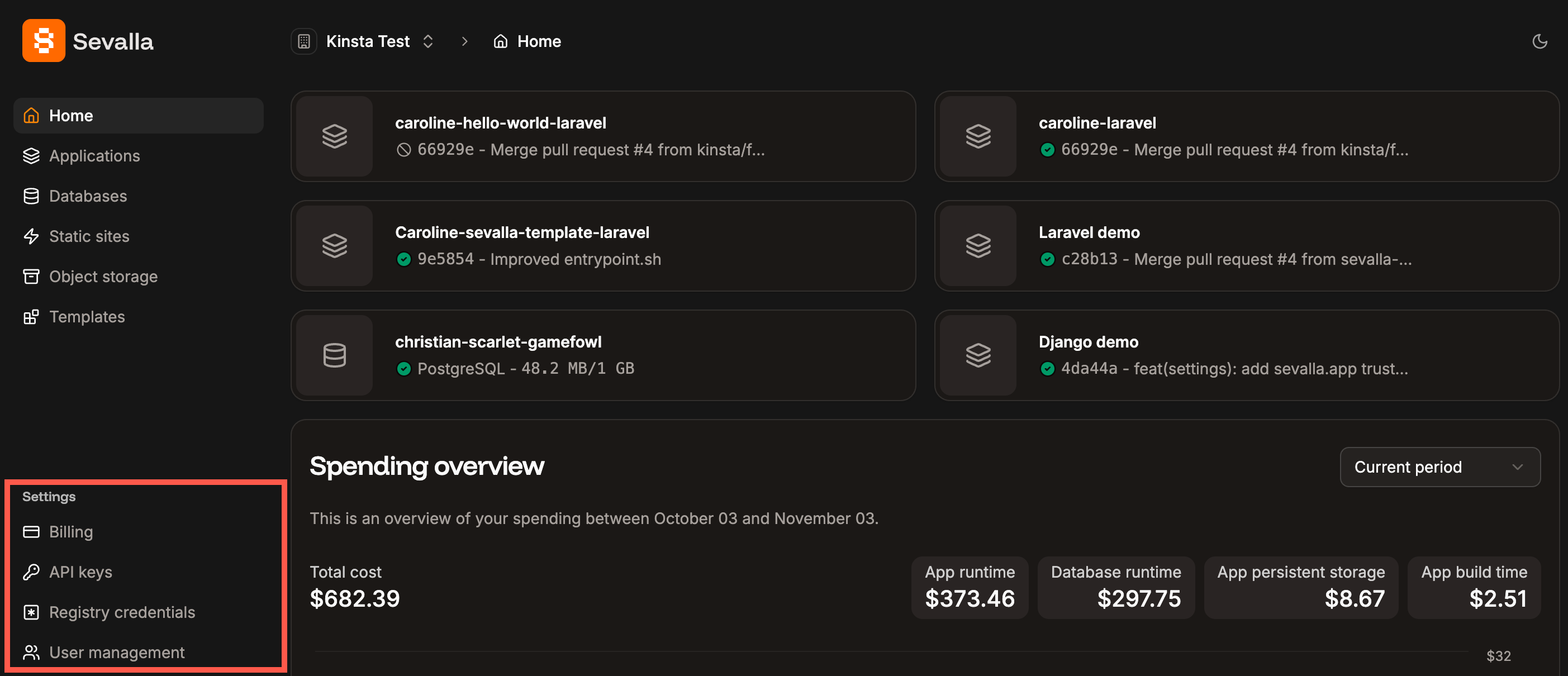 Access your company settings in Sevalla