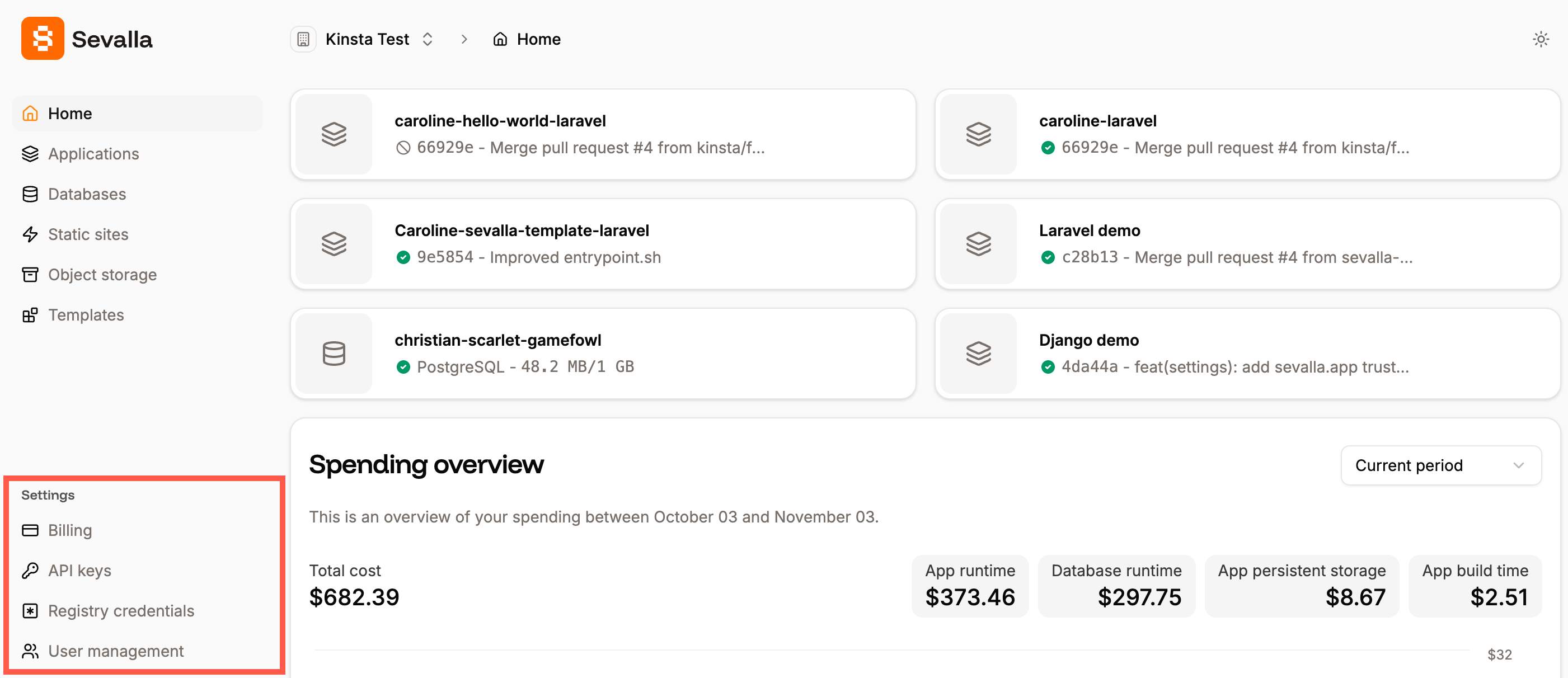 Access your company settings in Sevalla