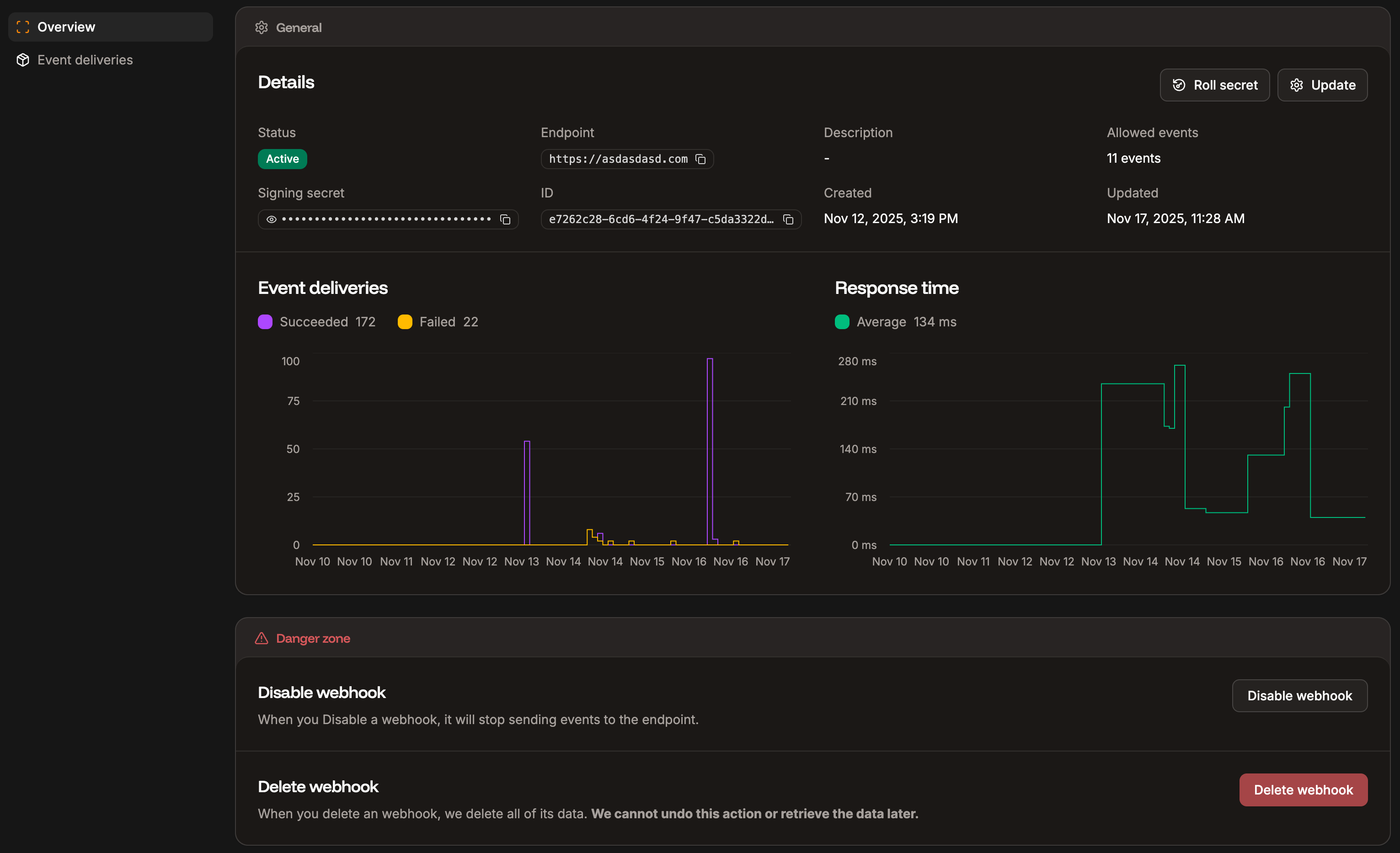 View and update the webhook