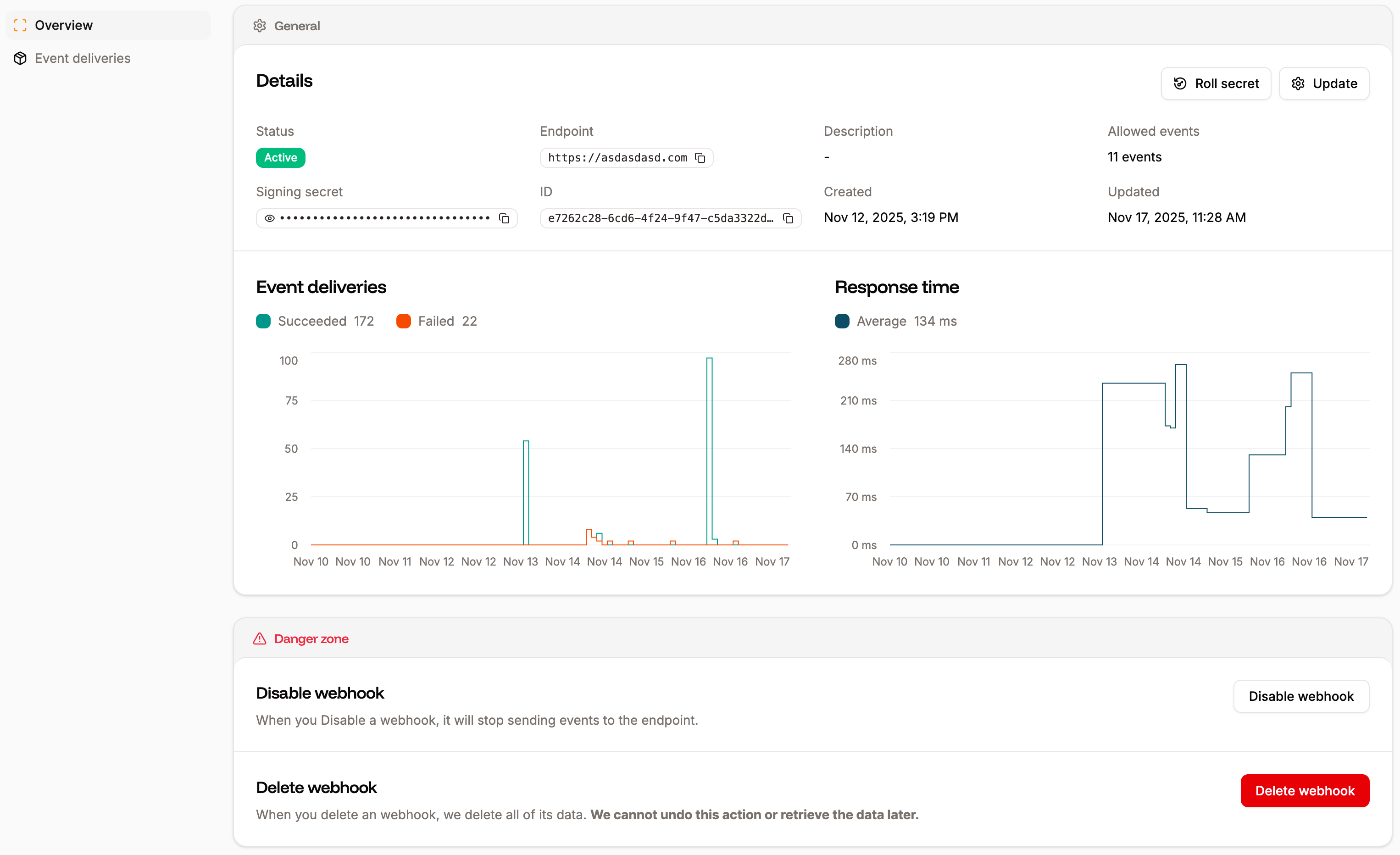 View and update the webhook
