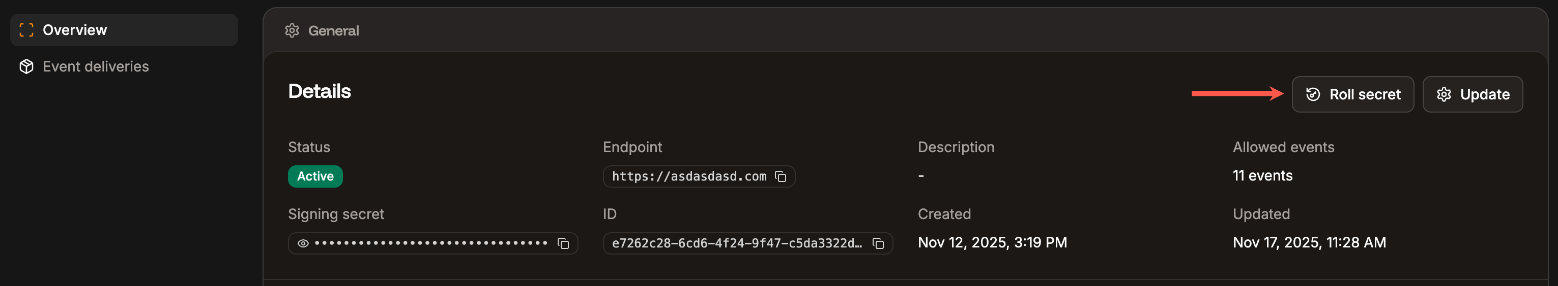 Roll the secret for the webhook