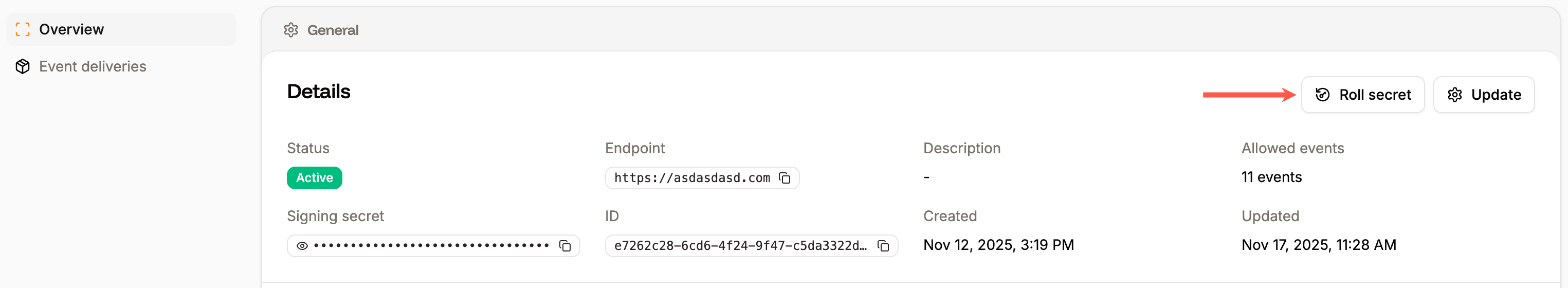 Roll the secret for the webhook