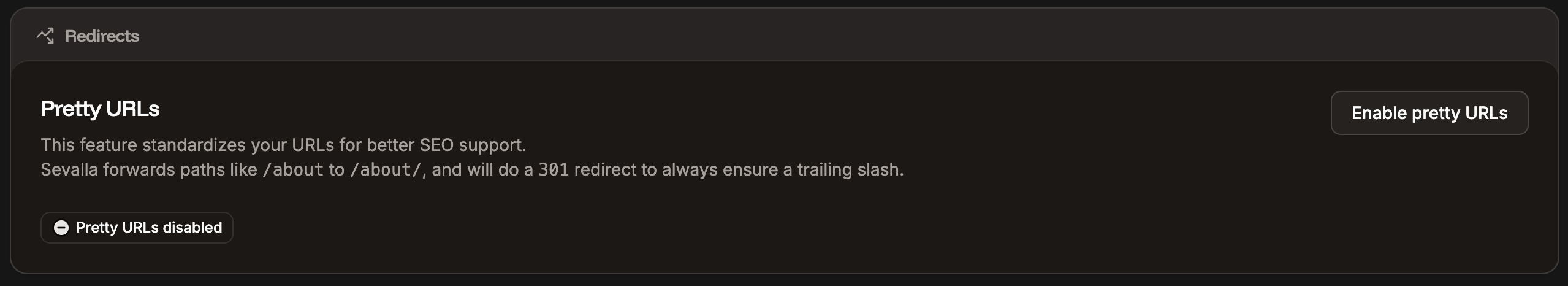 Redirect settings for your static site