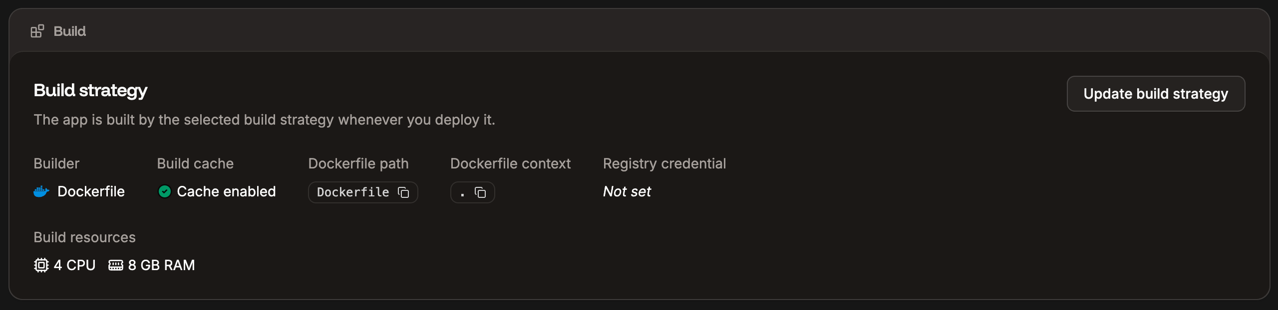 Build settings for your application