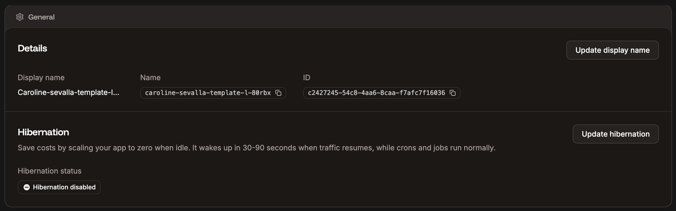 General settings for your application