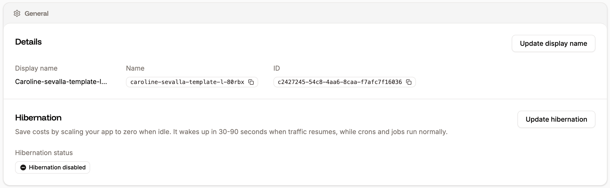 General settings for your application
