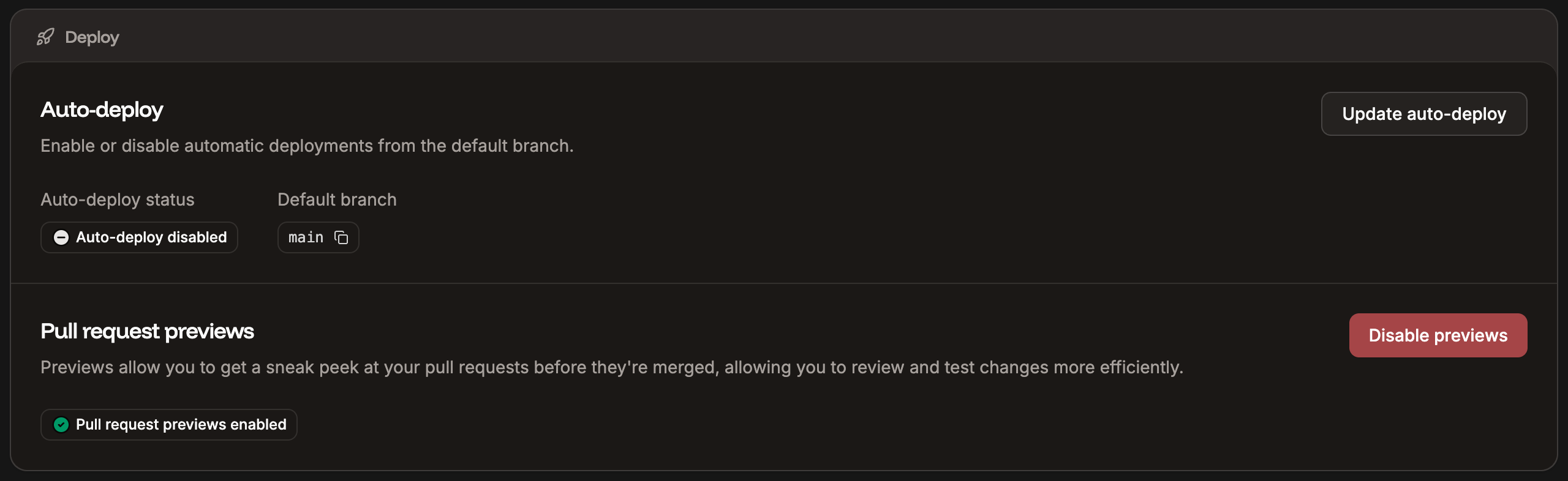 Deploy settings for your static site