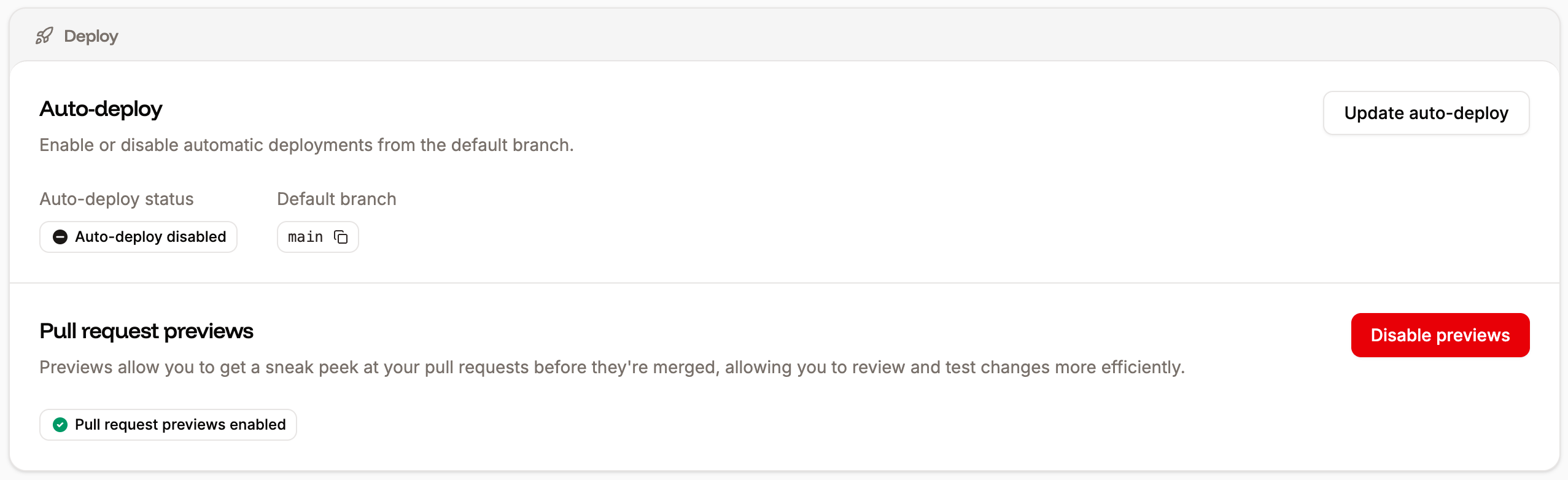 Deploy settings for your static site