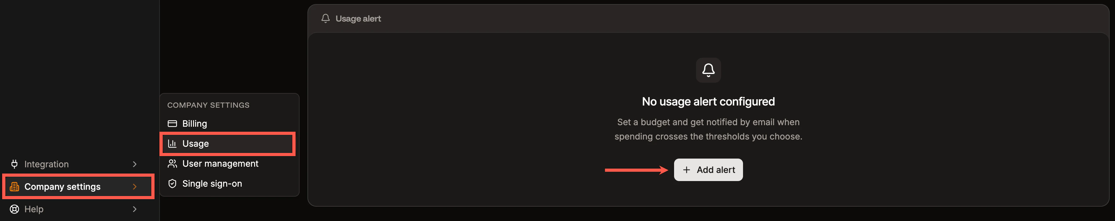 Add usage alerts in Sevalla