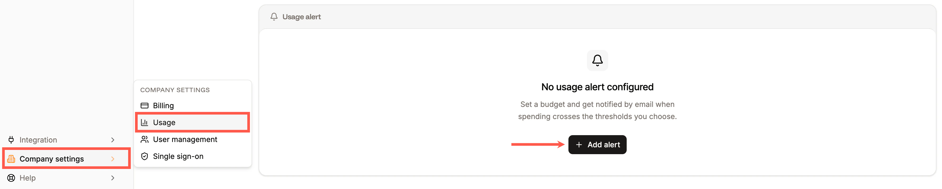 Add usage alerts in Sevalla