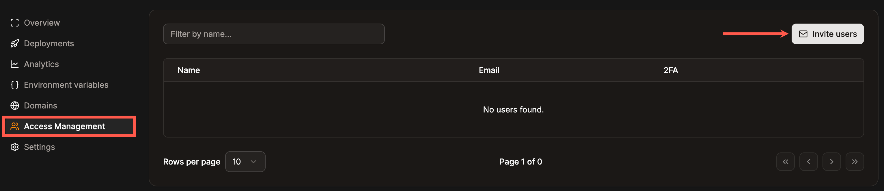Invite users to a service in Sevalla