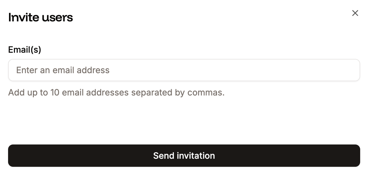 User invite email address