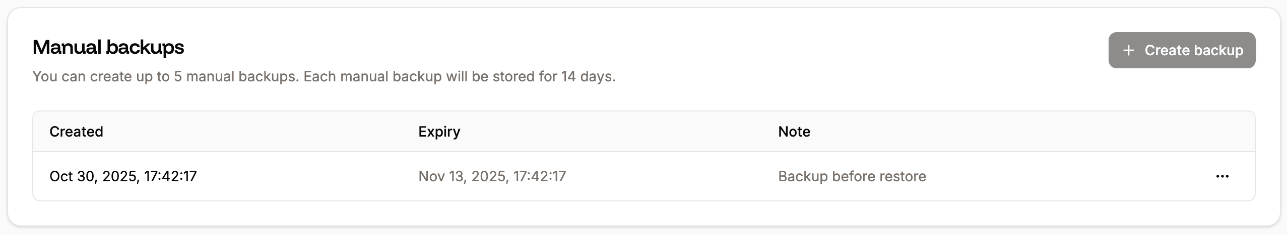Manual database backups in Sevalla