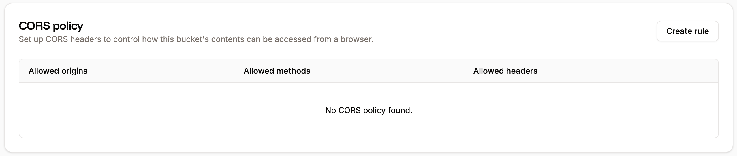 Create a CORS Policy for your object storage bucket