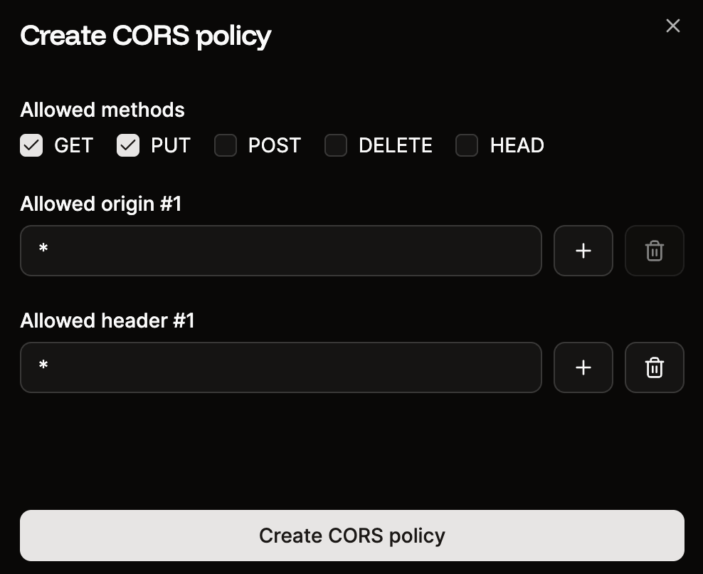 Define your CORS policy