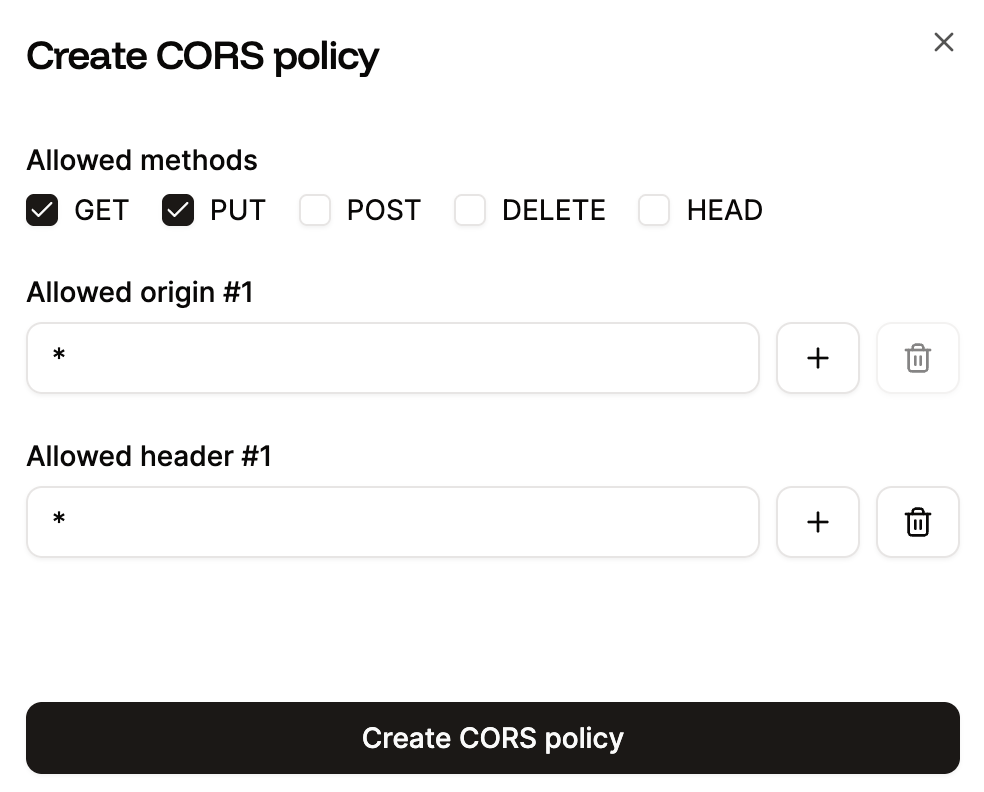 Define your CORS policy