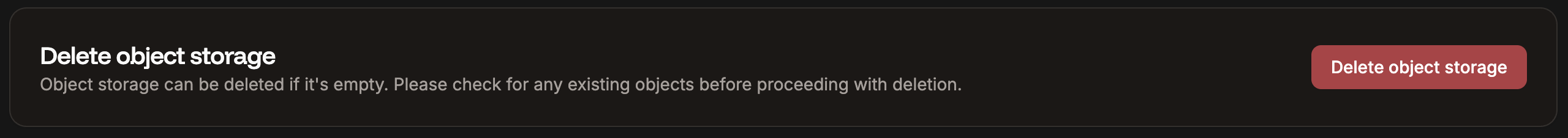 Delete object storage