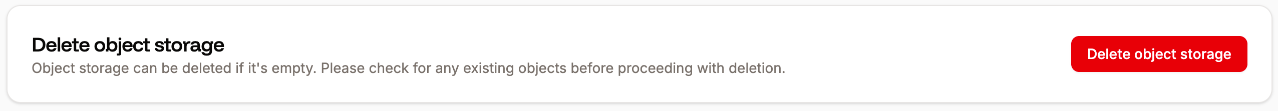 Delete object storage