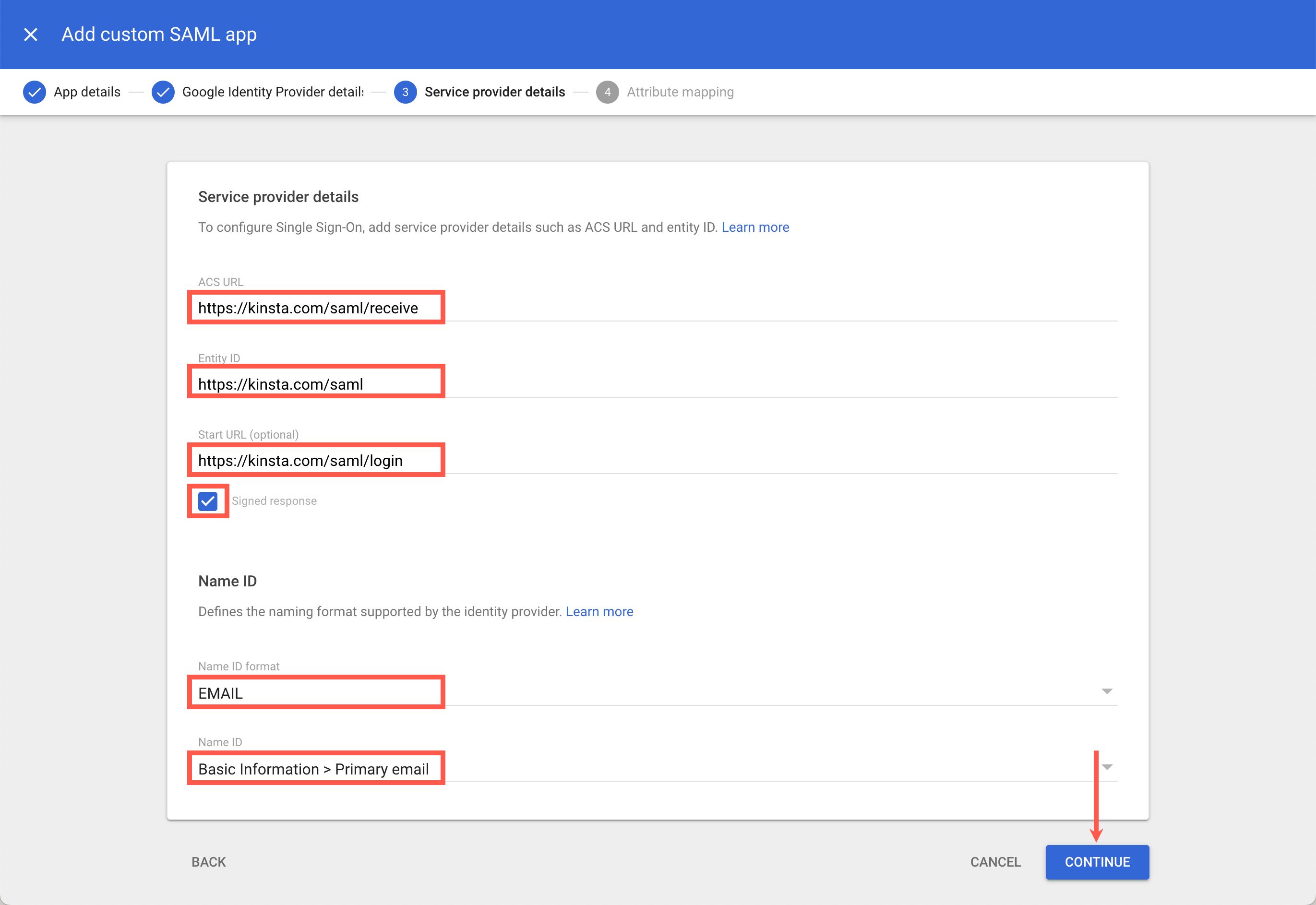 Saml Sso Google Service Provider Details