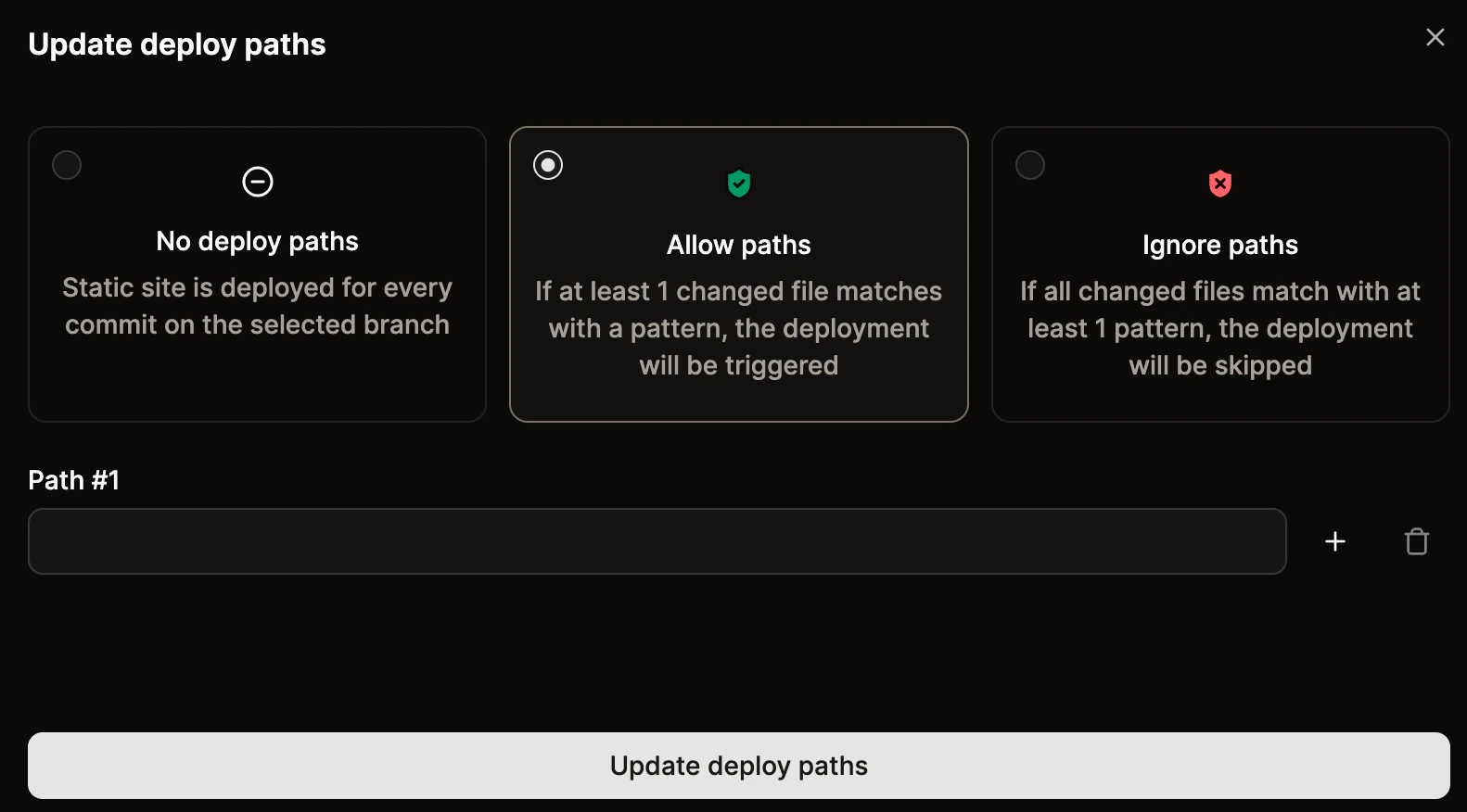 Update the deploy paths for your static site