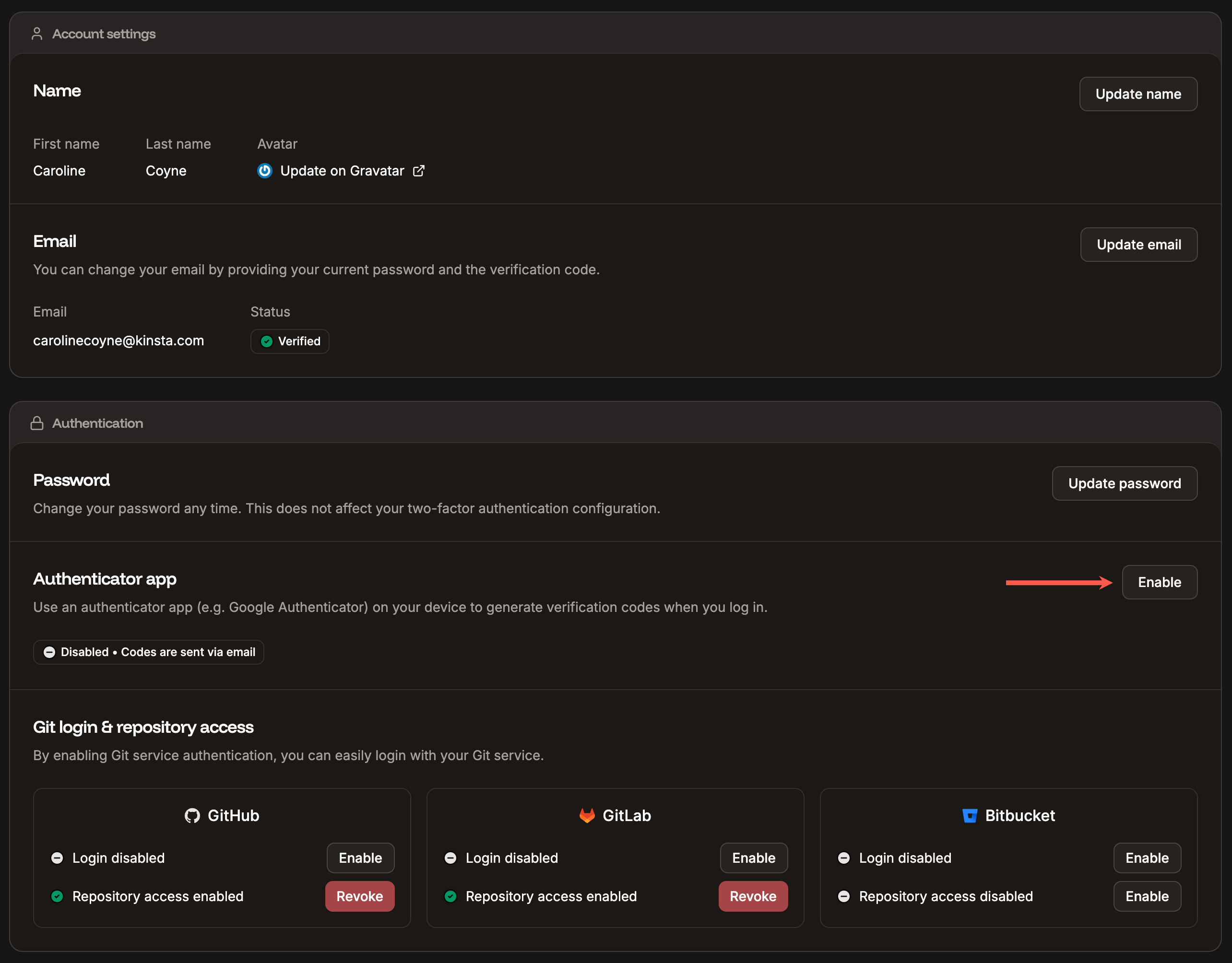 Enable the Authenticator app