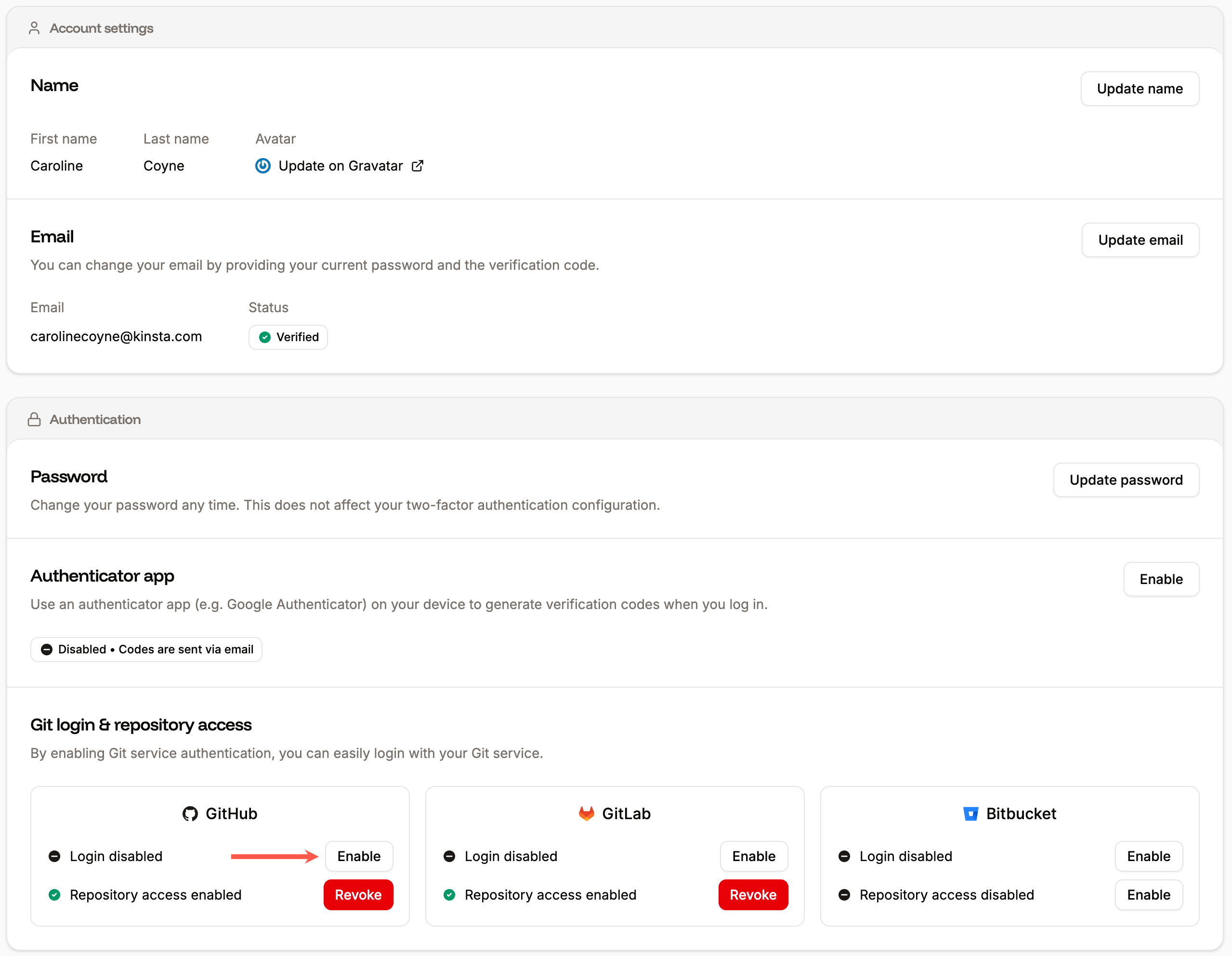 Enable Single Sign-On with your Git service provider login