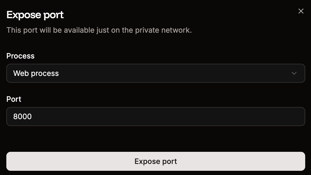 Expose a port internally