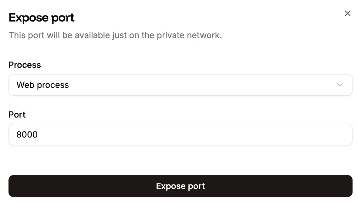 Expose a port internally