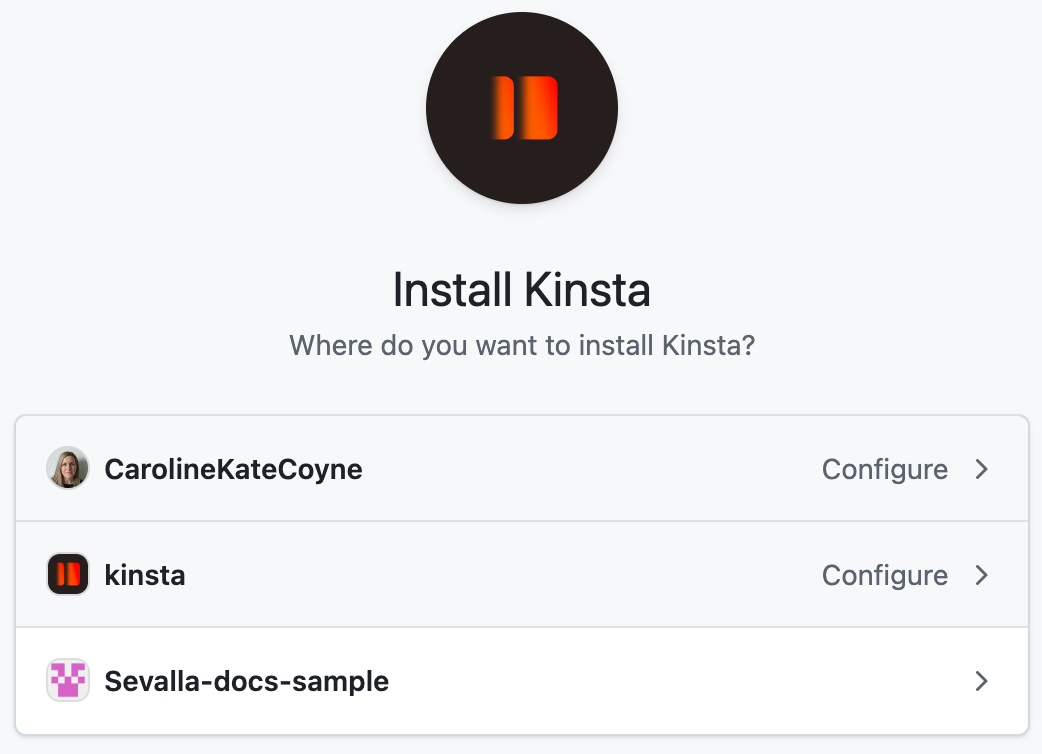 Install the Kinsta application on your GitHub Account