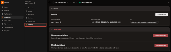 Databases - Settings - Sevalla docs