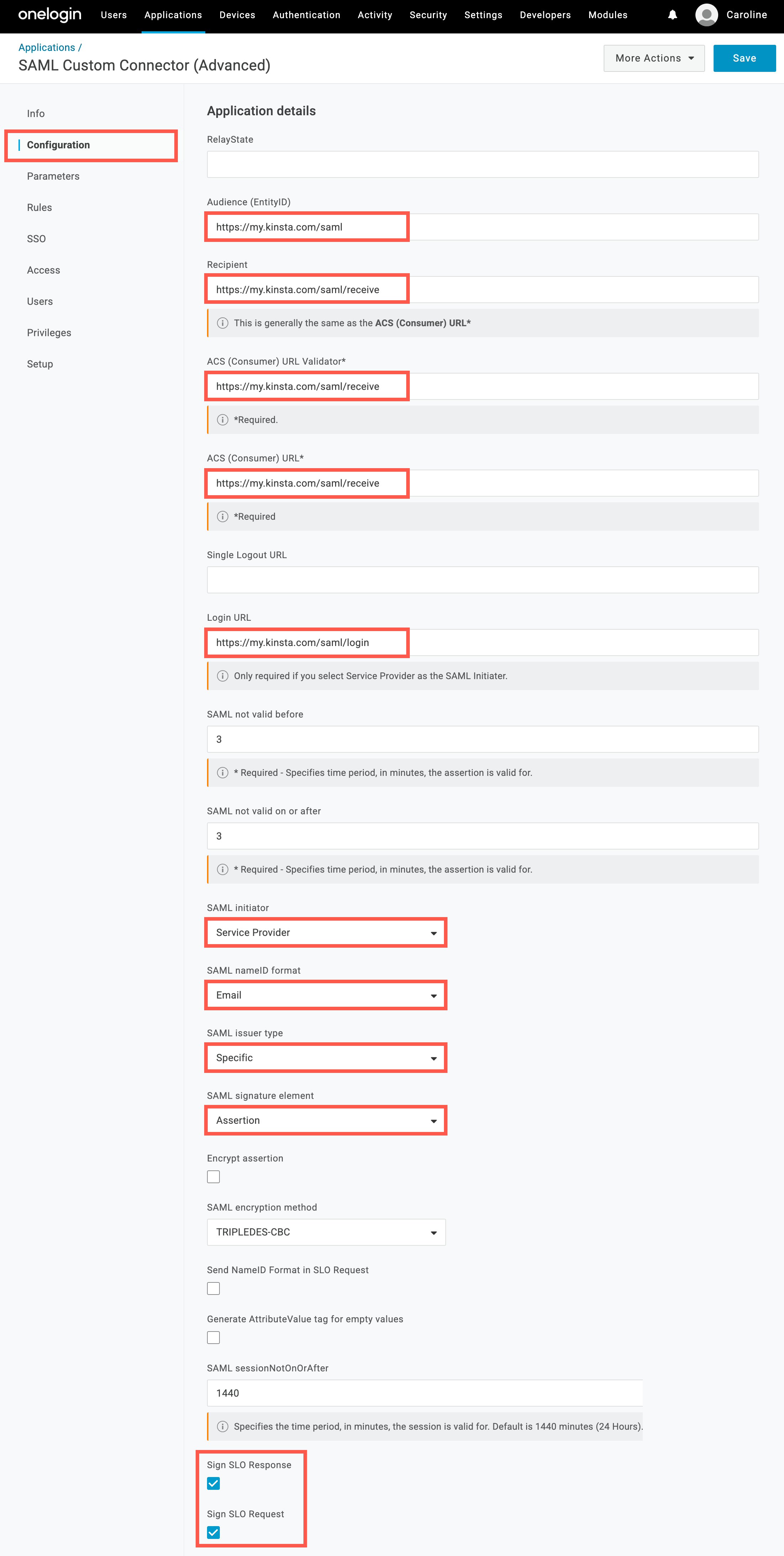 Onelogin Configuration