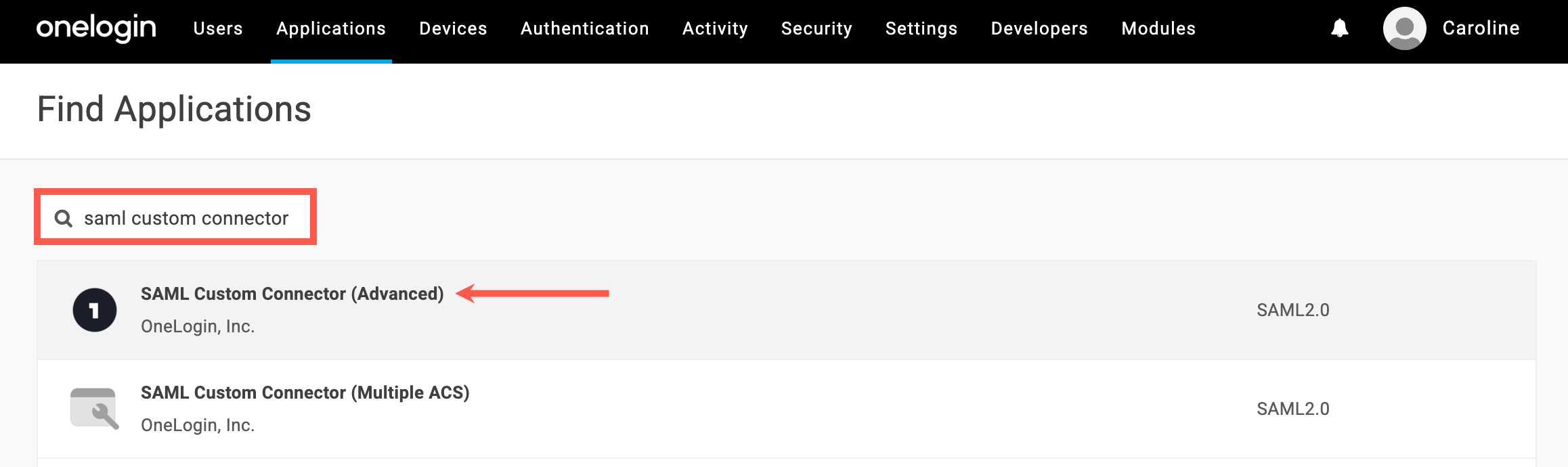 Onelogin Search Saml